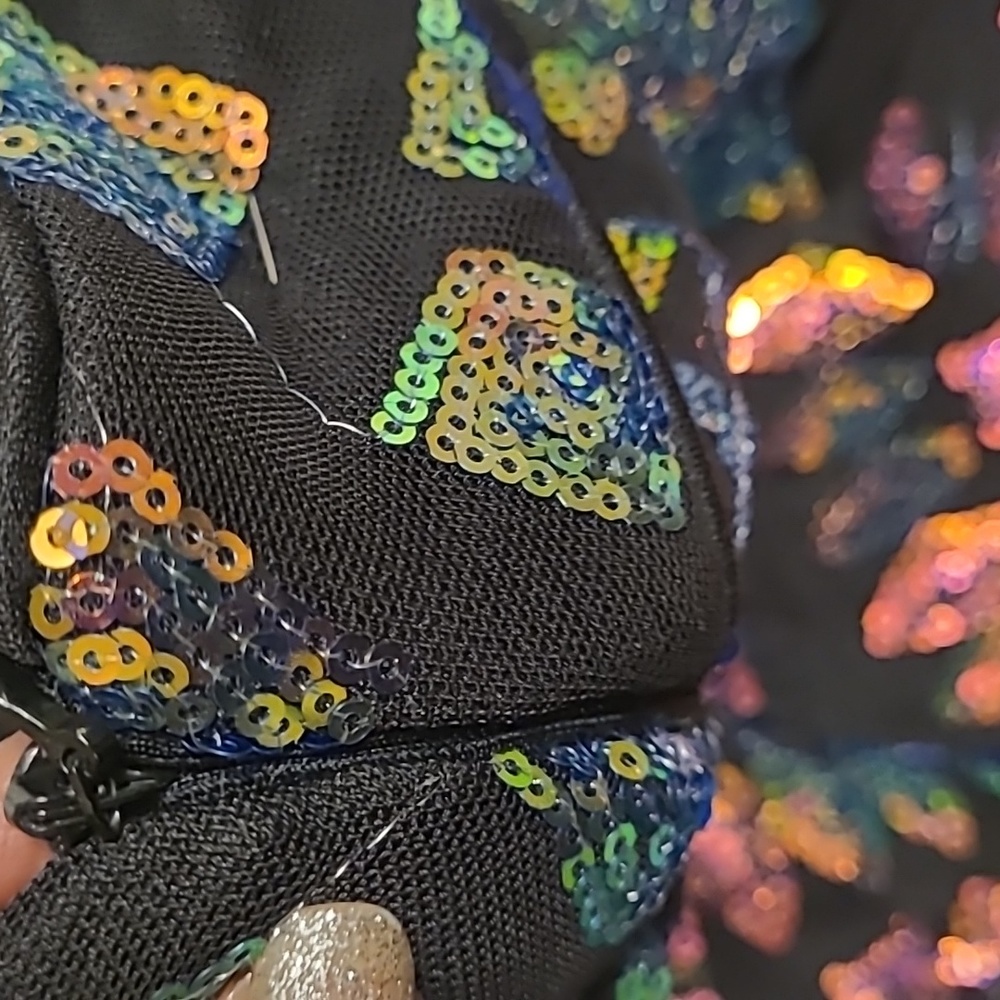 Multi color pink, gold, green, blue semi/formal sleeveless dress. - Picture 9 of 13